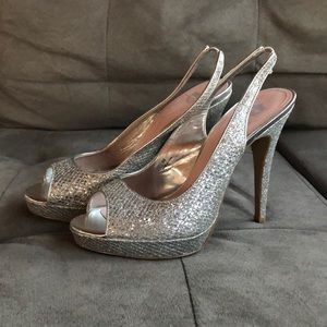 Silver sparkly stilettos, like new!